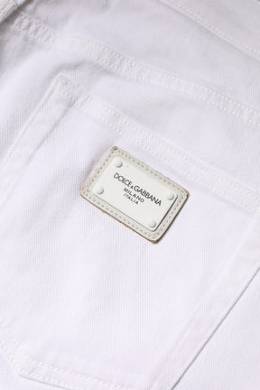 Dolce & Gabbana Weiße Skinny Denim Jeans aus Baumwolle mit mittlerer Taille