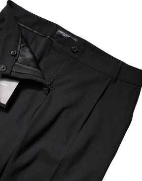 Dolce & Gabbana Schwarze Wollhose mit hoher Taille und Stiefelschnitt
