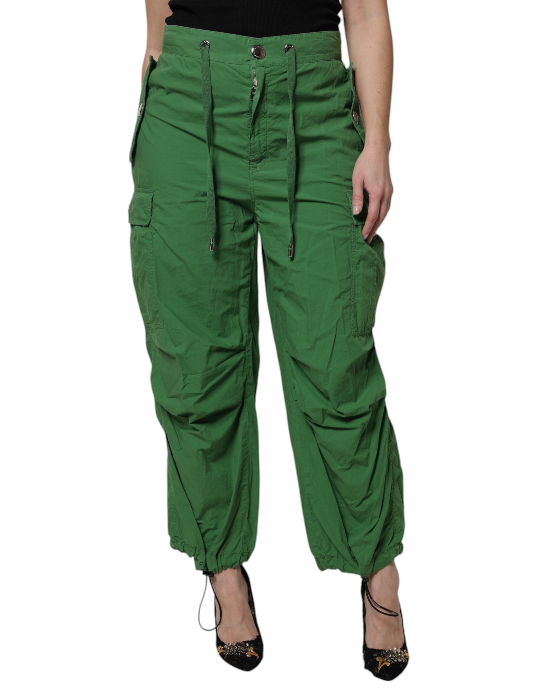 Dolce & Gabbana Grüne Cargo-Hose aus Baumwolle mit hoher Taille