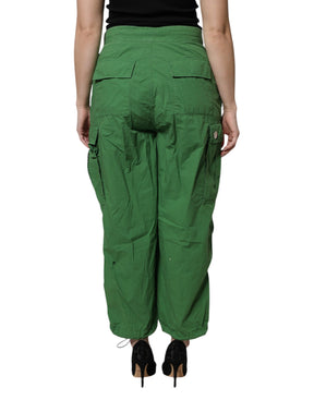 Dolce & Gabbana Grüne Cargo-Hose aus Baumwolle mit hoher Taille