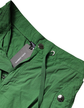 Dolce & Gabbana Grüne Cargo-Hose aus Baumwolle mit hoher Taille
