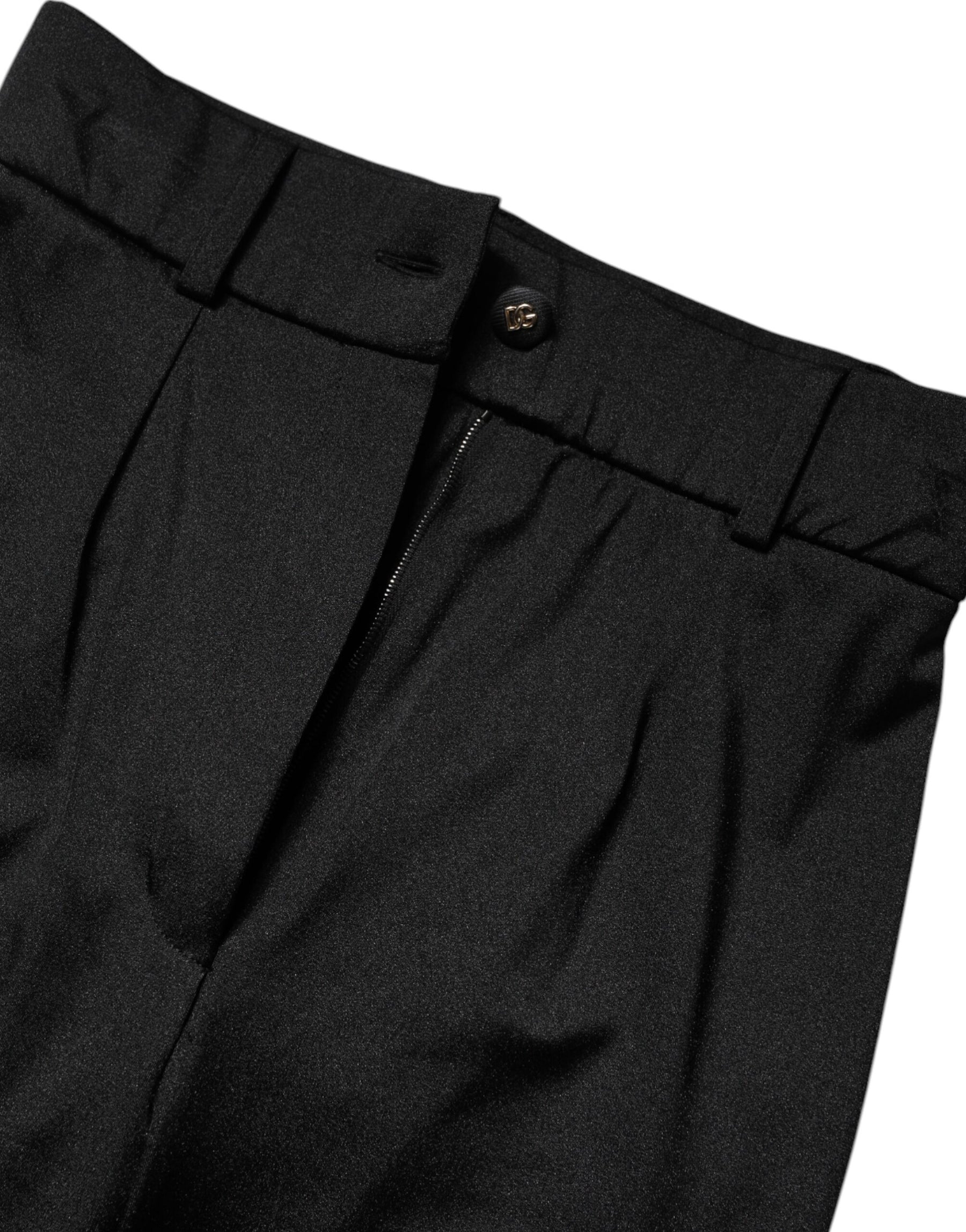 Dolce & Gabbana Schwarze Nylonhose mit hoher Taille und schmaler Passform