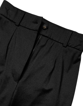Dolce & Gabbana Schwarze Nylonhose mit hoher Taille und schmaler Passform