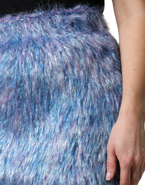 Dolce & Gabbana Multicolor Plüsch Minirock mit hoher Taille