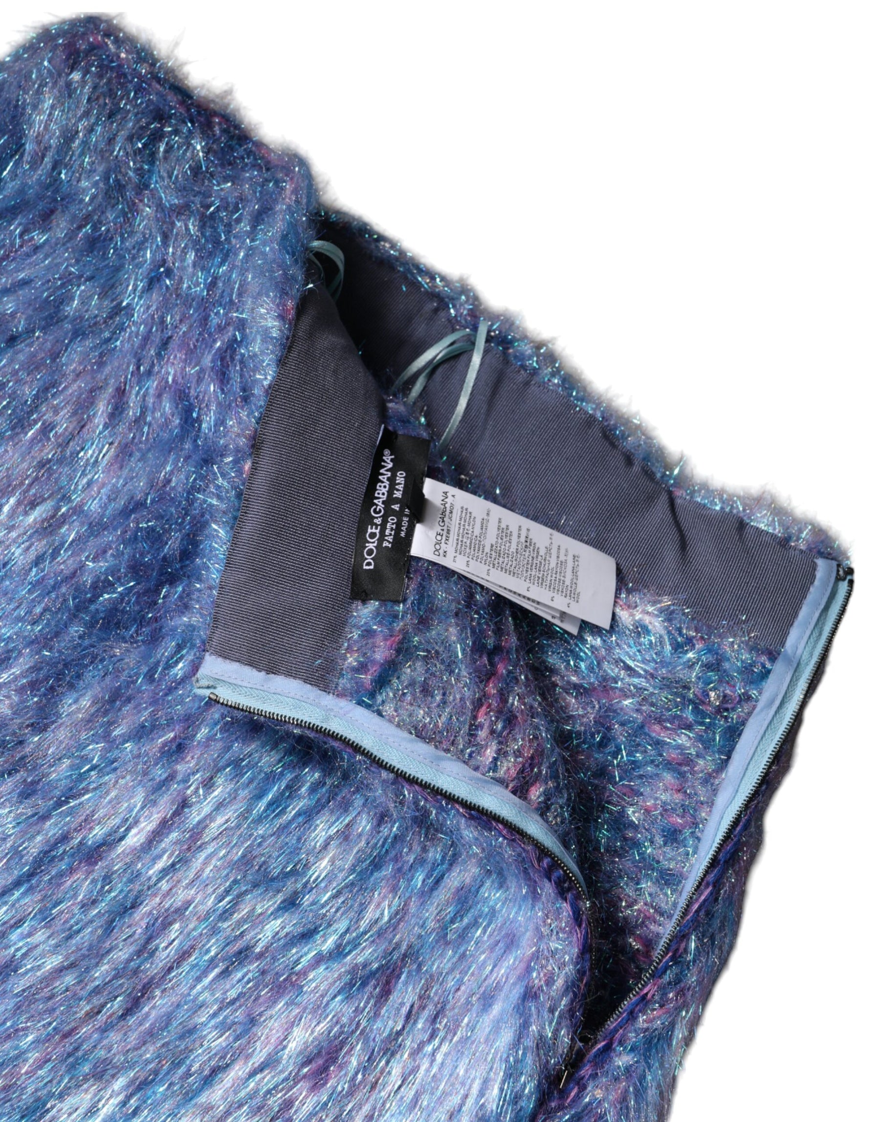 Dolce & Gabbana Multicolor Plüsch Minirock mit hoher Taille