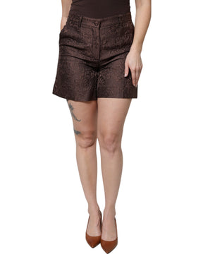 Dolce & Gabbana Brauner Brokat mit Blumenmuster und mittlerer Taille Mini Short