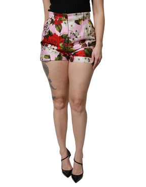 Dolce & Gabbana Rosa Floral Print Hotpants mit hoher Taille kurz