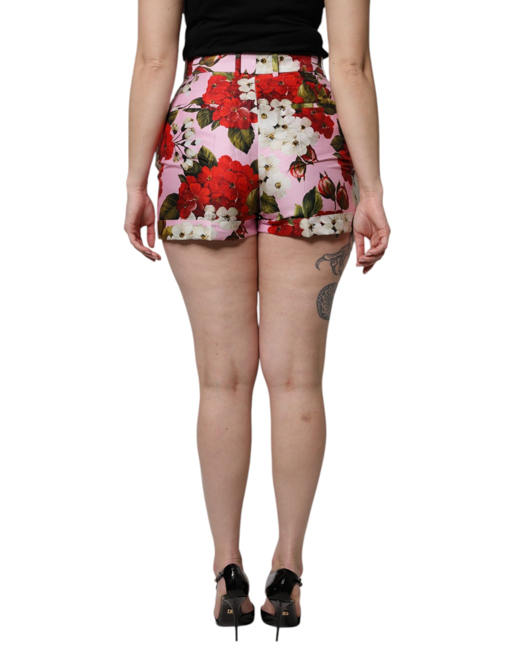 Dolce & Gabbana Rosa Floral Print Hotpants mit hoher Taille kurz