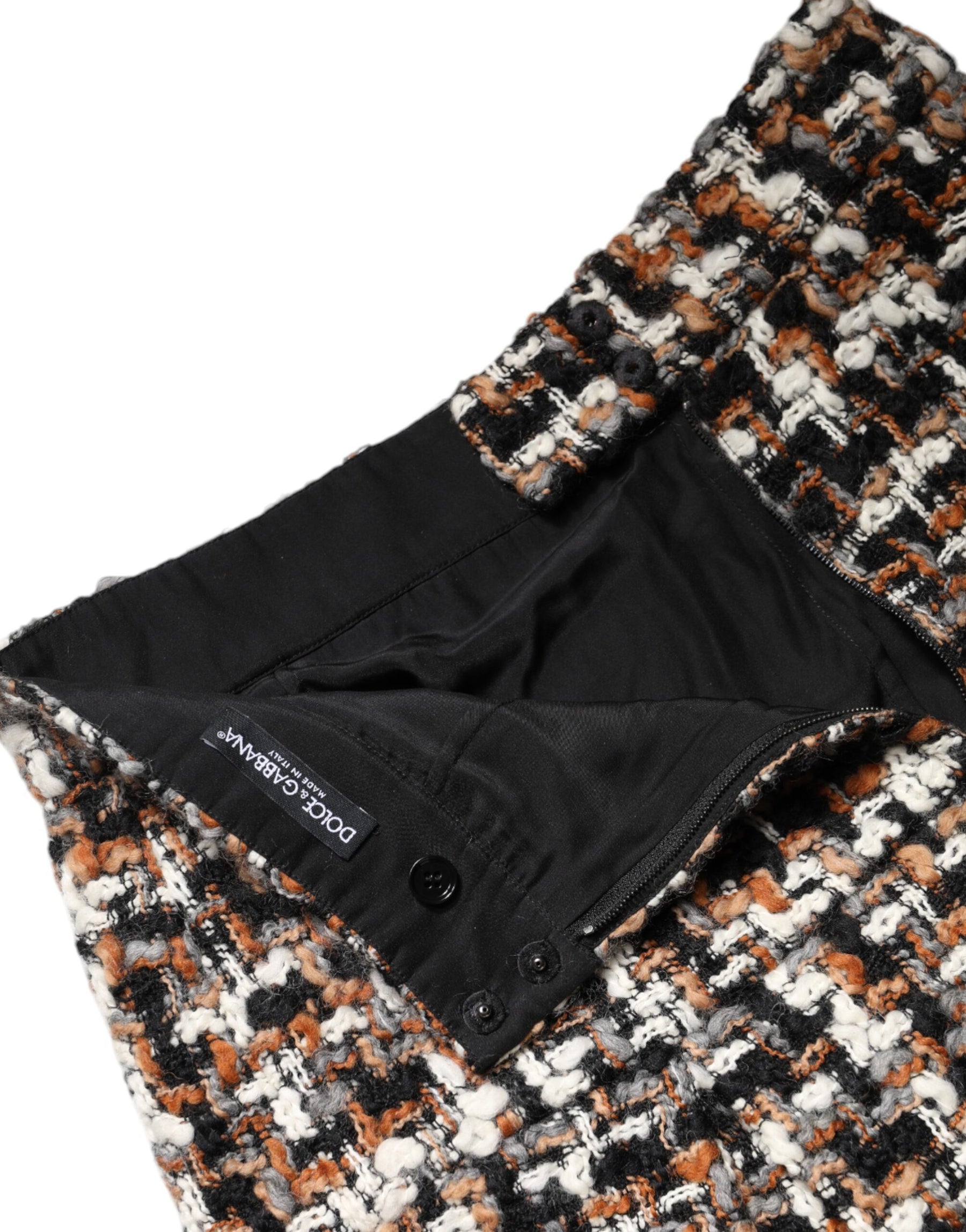 Dolce & Gabbana Mehrfarbiger Minirock mit hoher Taille aus Tartan und Tweed