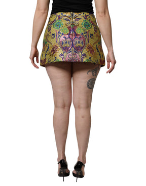 Dolce & Gabbana Multicolor Floral Jacquard Minirock mit mittlerer Taille