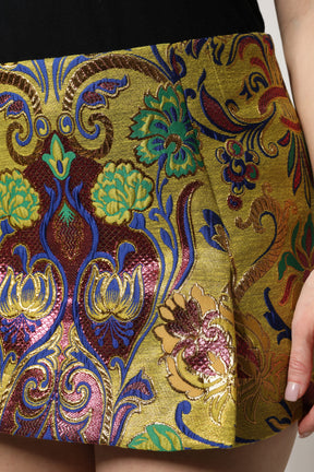 Dolce & Gabbana Multicolor Floral Jacquard Minirock mit mittlerer Taille