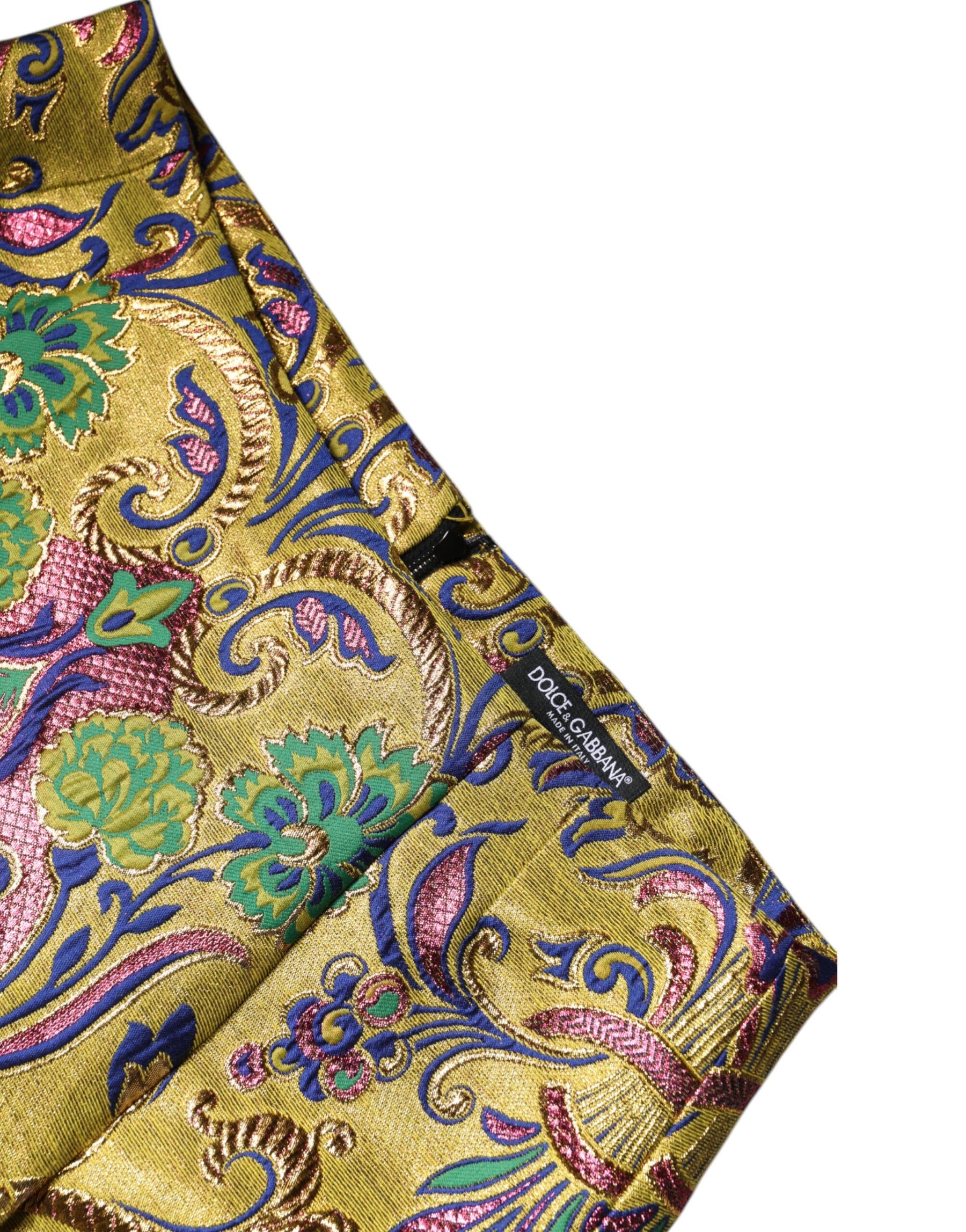 Dolce & Gabbana Multicolor Floral Jacquard Minirock mit mittlerer Taille