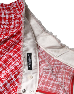 Dolce & Gabbana Rot Weiß Hohe Taille A-Linie Über dem Knie Rock