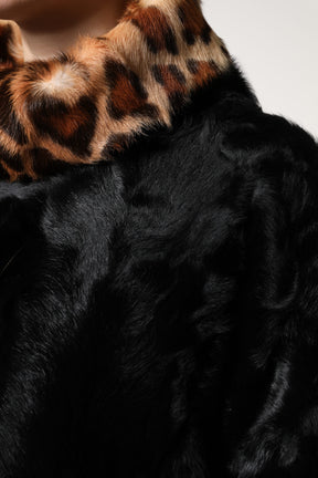 Dolce & Gabbana Schwarzer Lammfell Kurzer Frauen Mantel Jacke