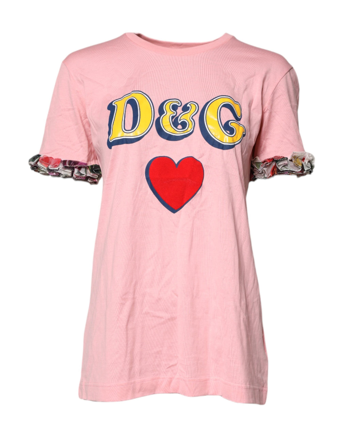 Dolce & Gabbana Rosa Logo-Druck Baumwolle Rundhals-T-Shirt