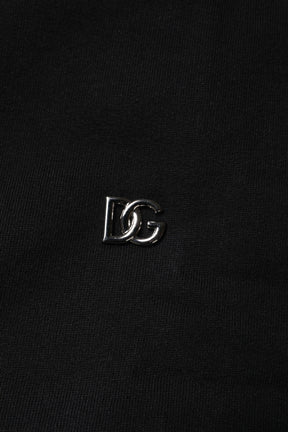 Dolce & Gabbana Schwarzes Baumwoll-Rundhals-Sweatshirt Pullover