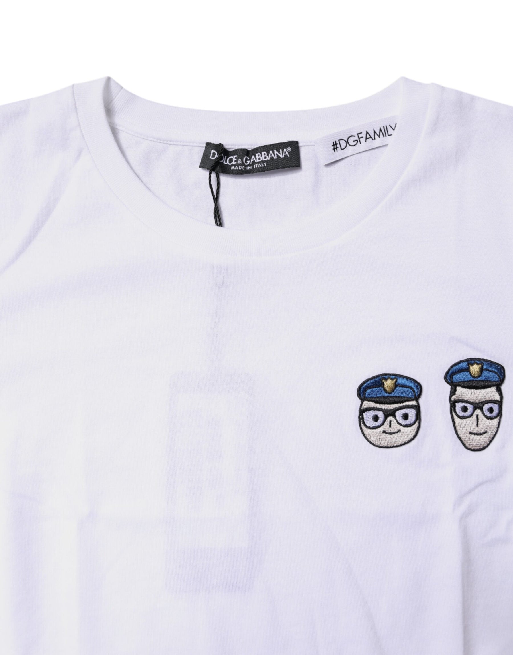 Dolce & Gabbana Weißes #DGFamily Baumwoll-T-Shirt mit Rundhalsausschnitt