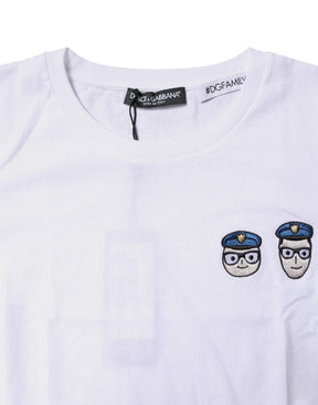 Dolce & Gabbana Weißes #DGFamily Baumwoll-T-Shirt mit Rundhalsausschnitt