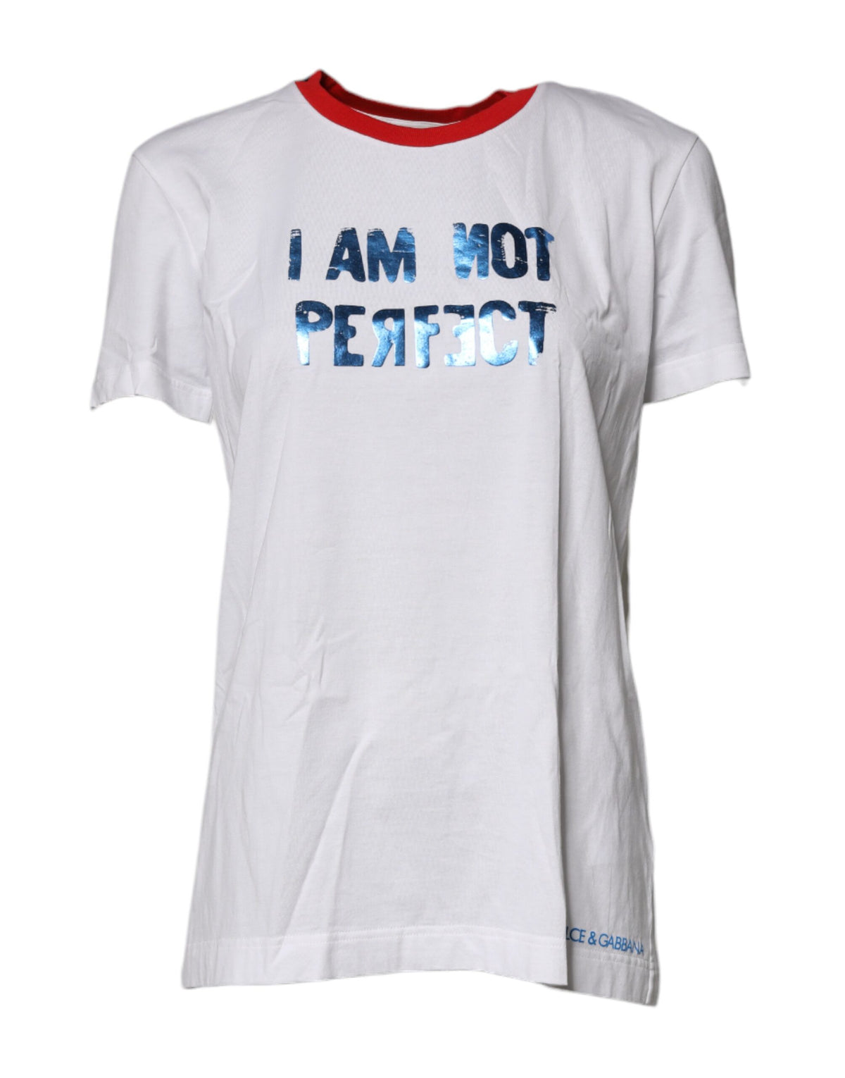 Dolce & Gabbana Weißes T-Shirt mit Rundhalsausschnitt aus Baumwolle mit Grafikdruck