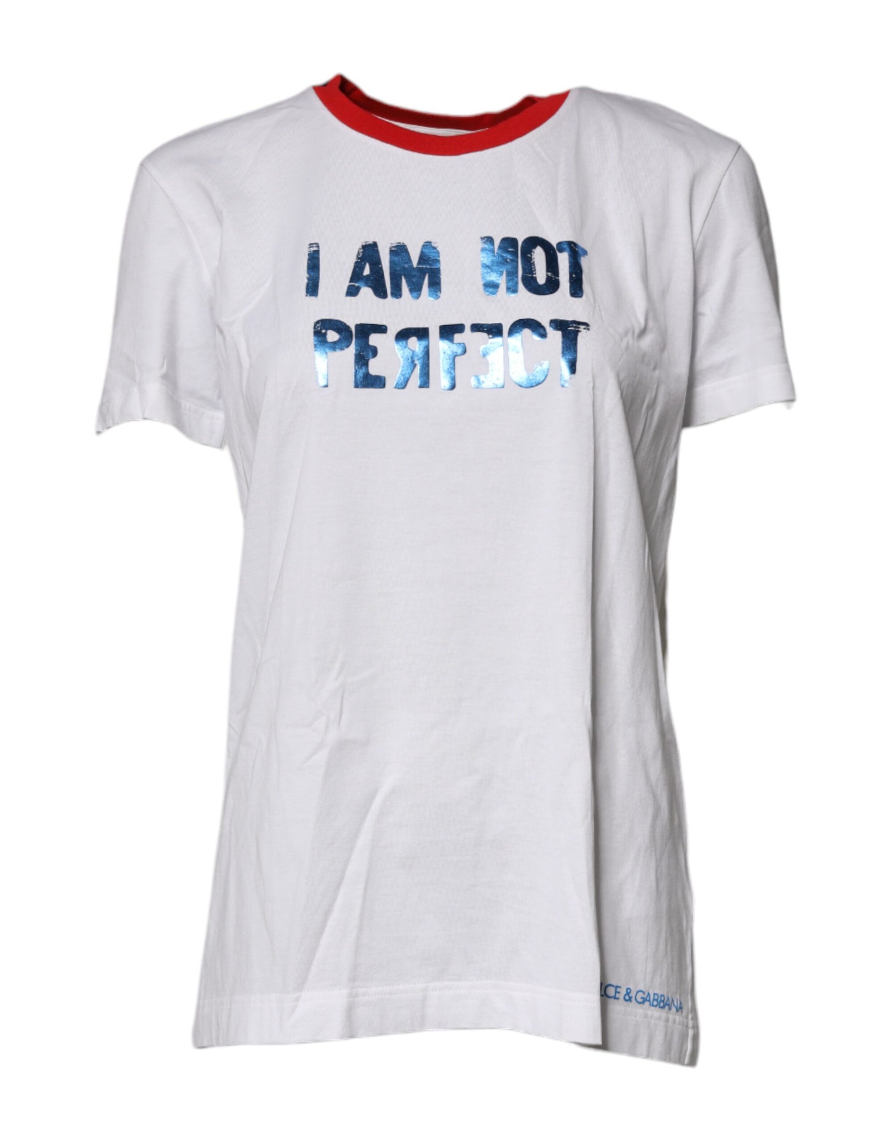 Dolce & Gabbana Weißes T-Shirt mit Rundhalsausschnitt aus Baumwolle mit Grafikdruck