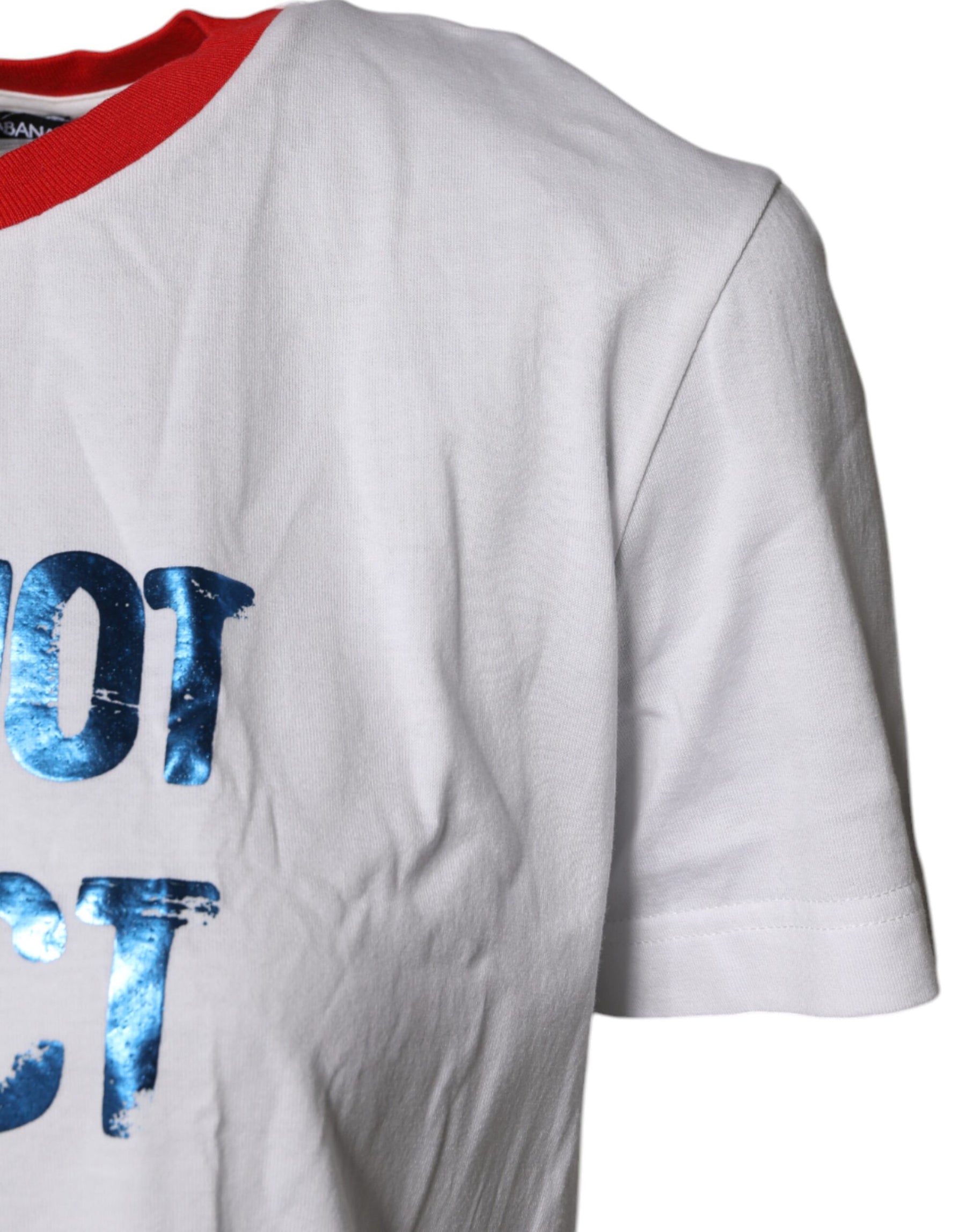 Dolce & Gabbana Weißes T-Shirt mit Rundhalsausschnitt aus Baumwolle mit Grafikdruck