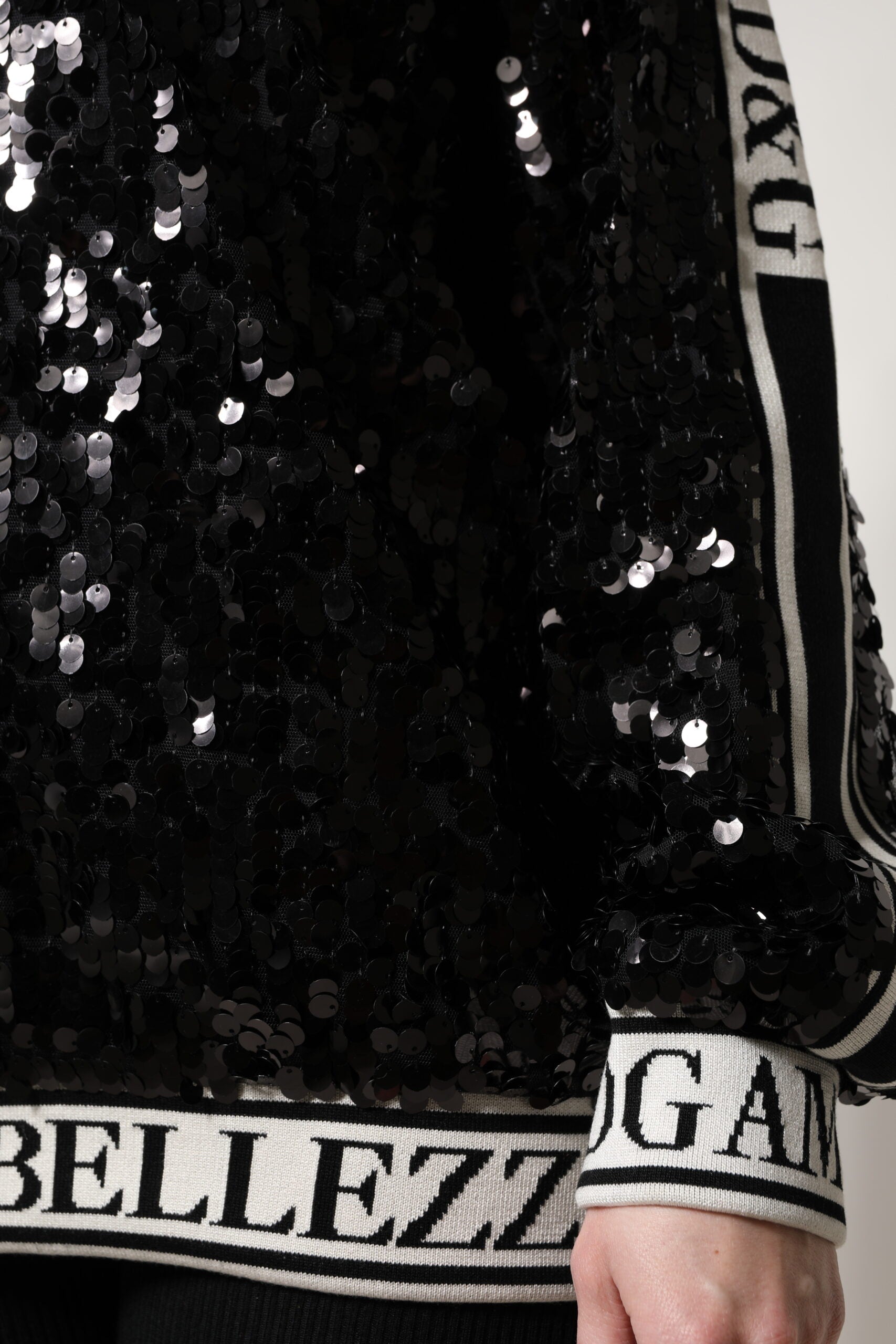 Dolce & Gabbana Schwarzer DG Queen Pailletten-Pullover Sweater