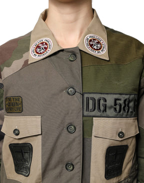 Dolce & Gabbana Militärgrüne Jacke aus Baumwolle mit Knopfleiste