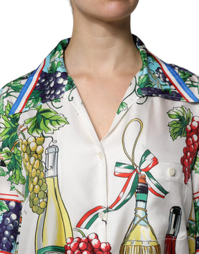 Dolce & Gabbana Multicolor Kurzärmeliges Seidenfutter Shirt Top