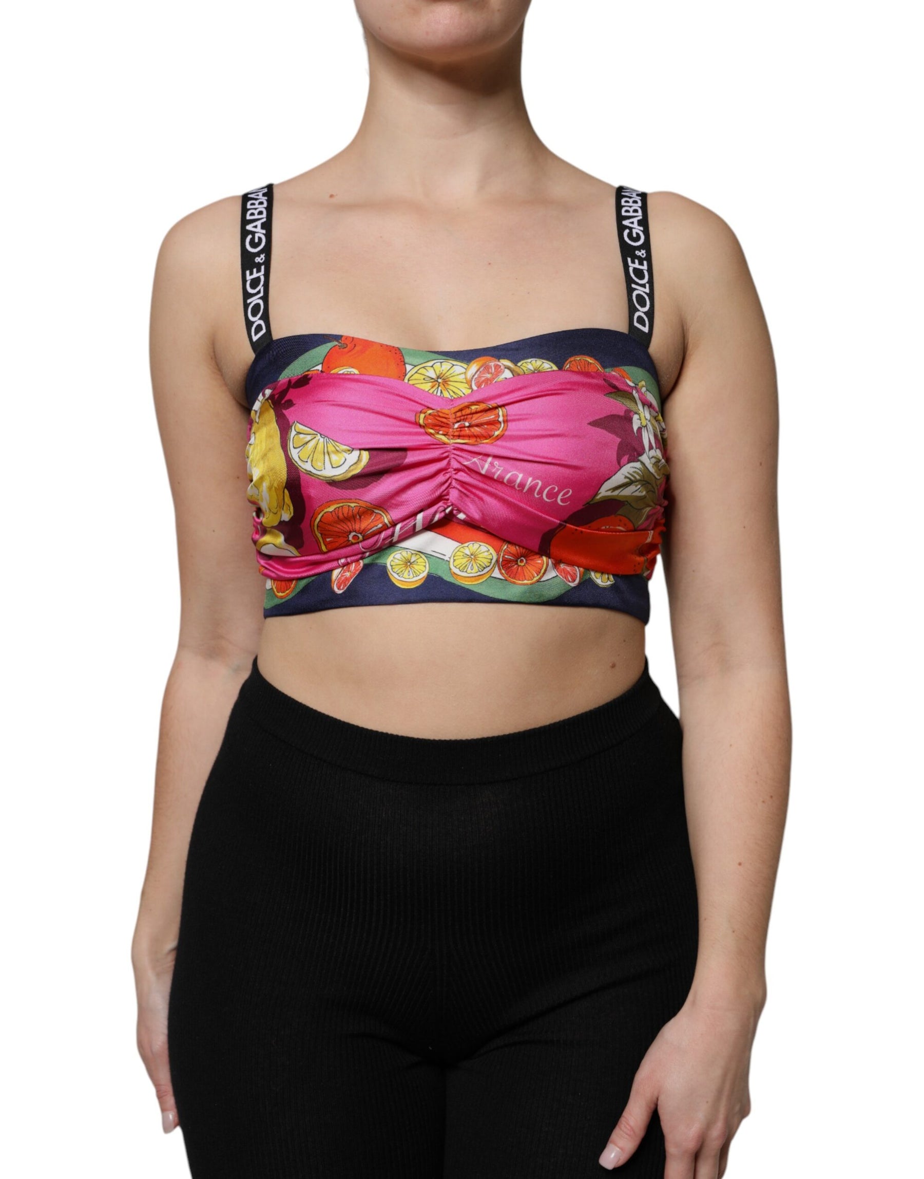 Dolce & Gabbana Multicolor Floral Ärmelloses Bustier Cropped Top