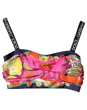 Dolce & Gabbana Multicolor Floral Ärmelloses Bustier Cropped Top