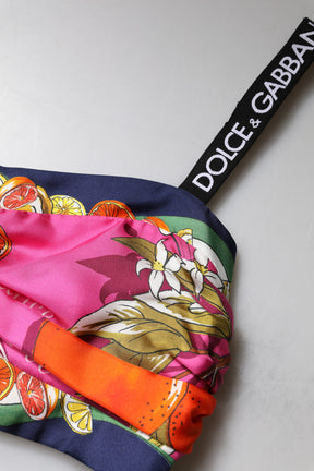 Dolce & Gabbana Multicolor Floral Ärmelloses Bustier Cropped Top