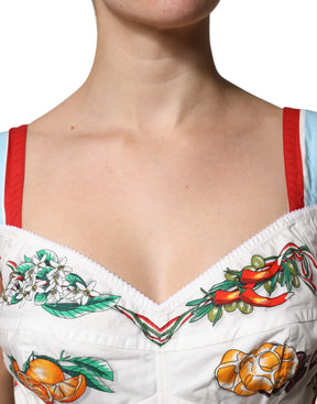 Dolce & Gabbana Weißes Top mit Gemüsedruck und Herzausschnitt