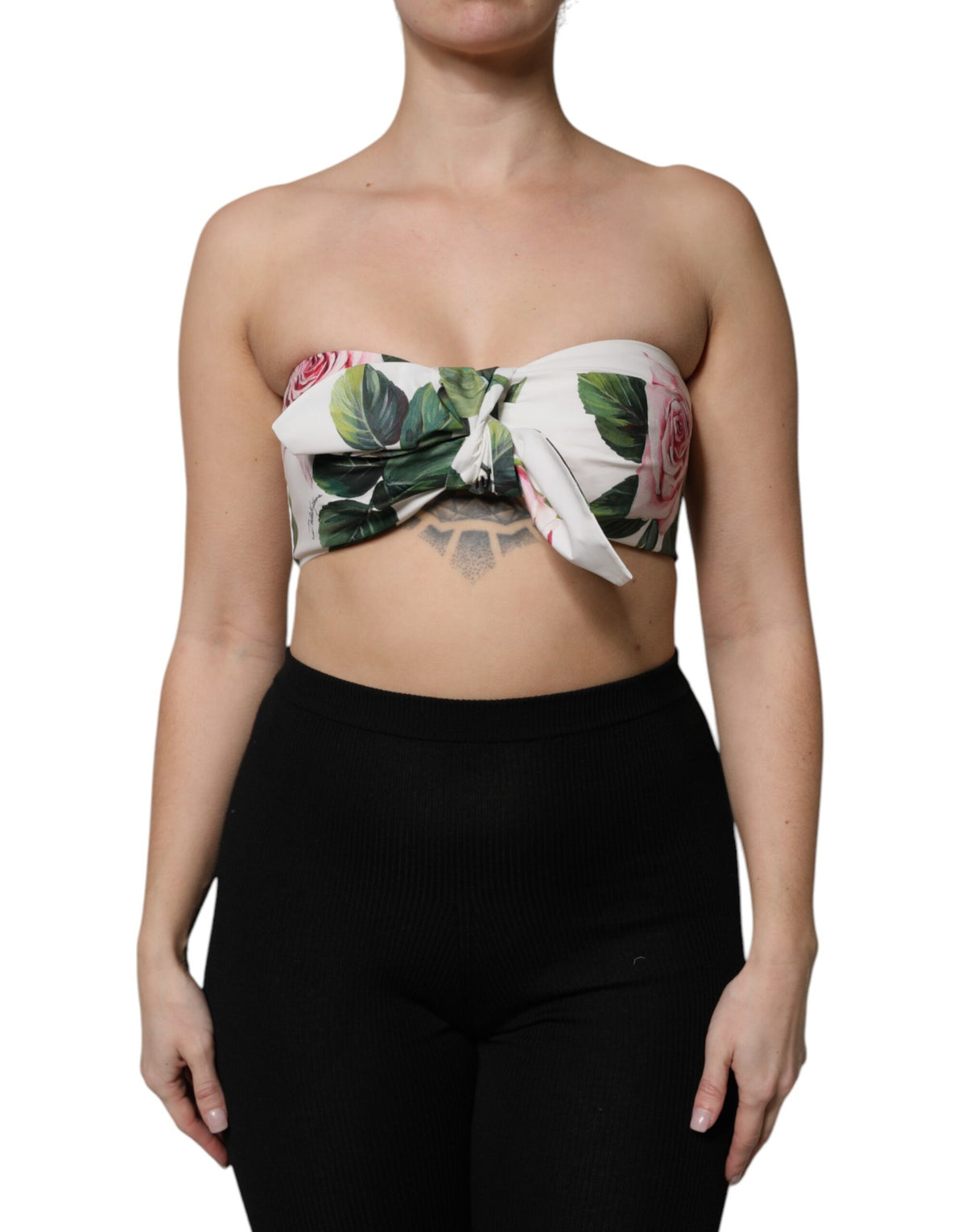 Dolce & Gabbana Weißes Bustier-Korsett-Top mit Blumendruck