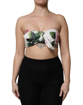 Dolce & Gabbana Weißes Bustier-Korsett-Top mit Blumendruck