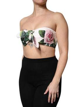 Dolce & Gabbana Weißes Bustier-Korsett-Top mit Blumendruck
