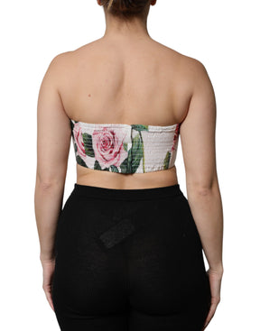 Dolce & Gabbana Weißes Bustier-Korsett-Top mit Blumendruck