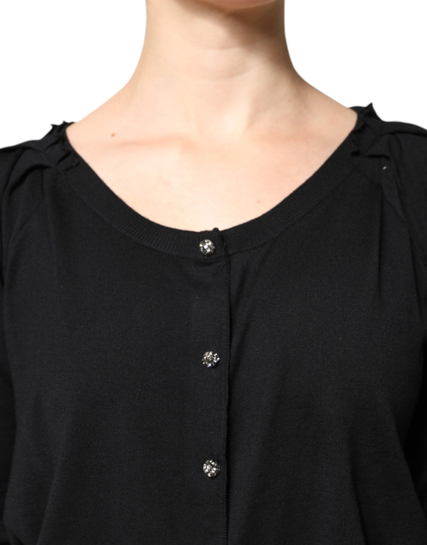 Dolce & Gabbana Schwarzes Button Down Kurzarm-Blusen-Top