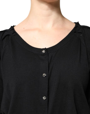Dolce & Gabbana Schwarzes Button Down Kurzarm-Blusen-Top