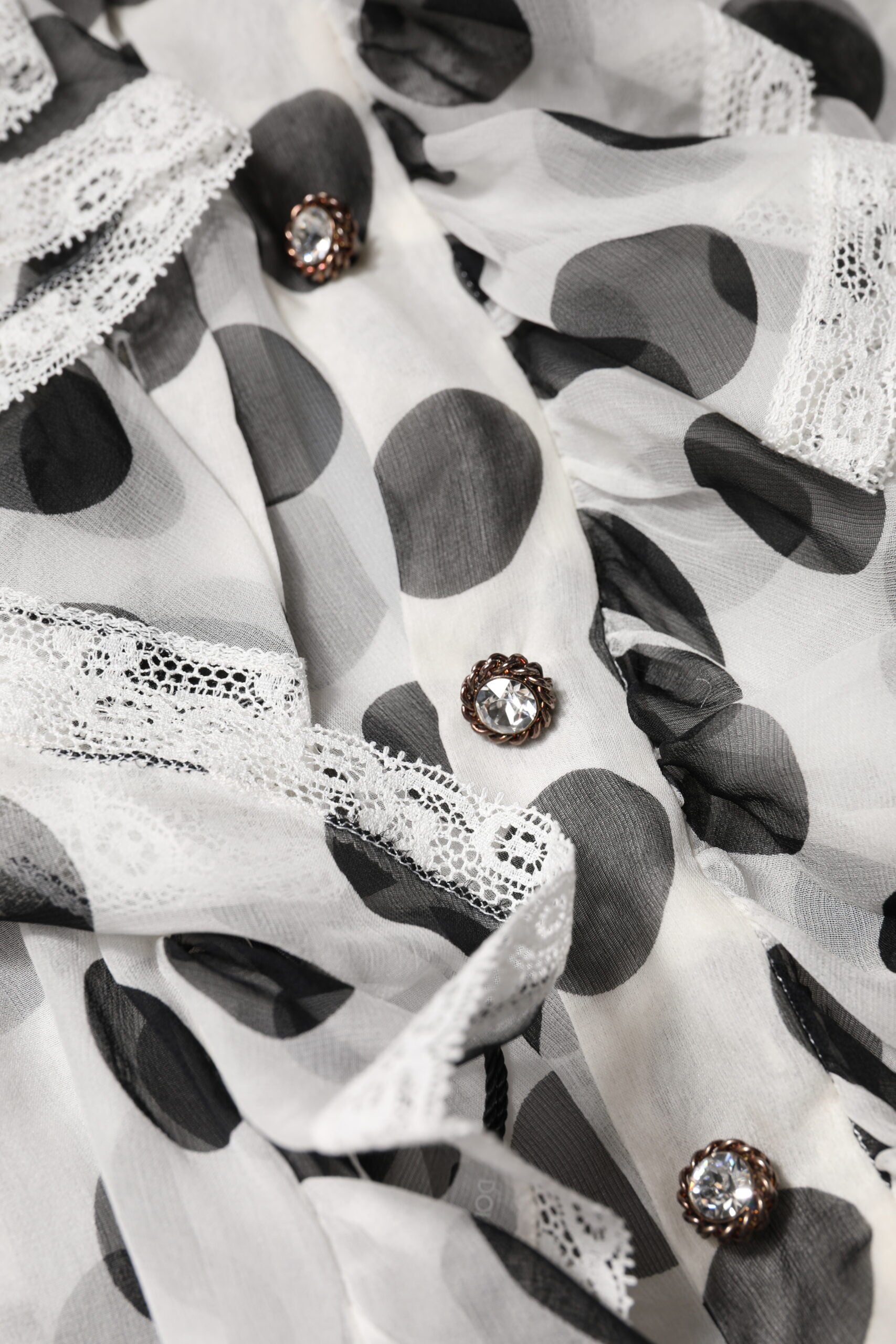 Dolce & Gabbana Weiß-schwarz gepunktetes ärmelloses Baumwoll-Top