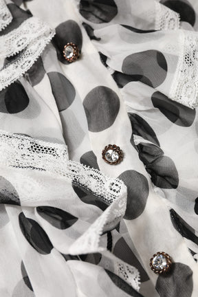 Dolce & Gabbana Weiß-schwarz gepunktetes ärmelloses Baumwoll-Top