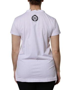 Dolce & Gabbana Weißes Baumwoll-T-Shirt mit kurzen Ärmeln und Halskette