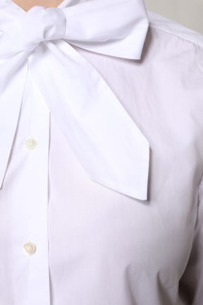 Dolce & Gabbana Weißer Ascot-Kragen Langarm-Bluse Top