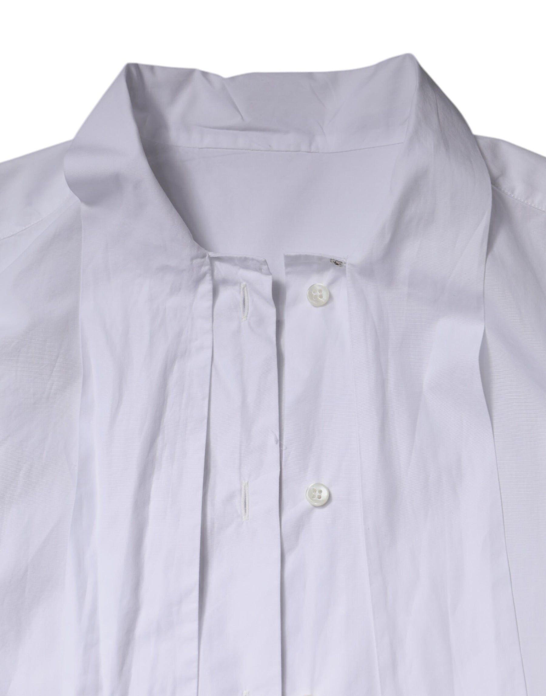 Dolce & Gabbana Weißer Ascot-Kragen Langarm-Bluse Top