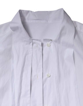 Dolce & Gabbana Weißer Ascot-Kragen Langarm-Bluse Top