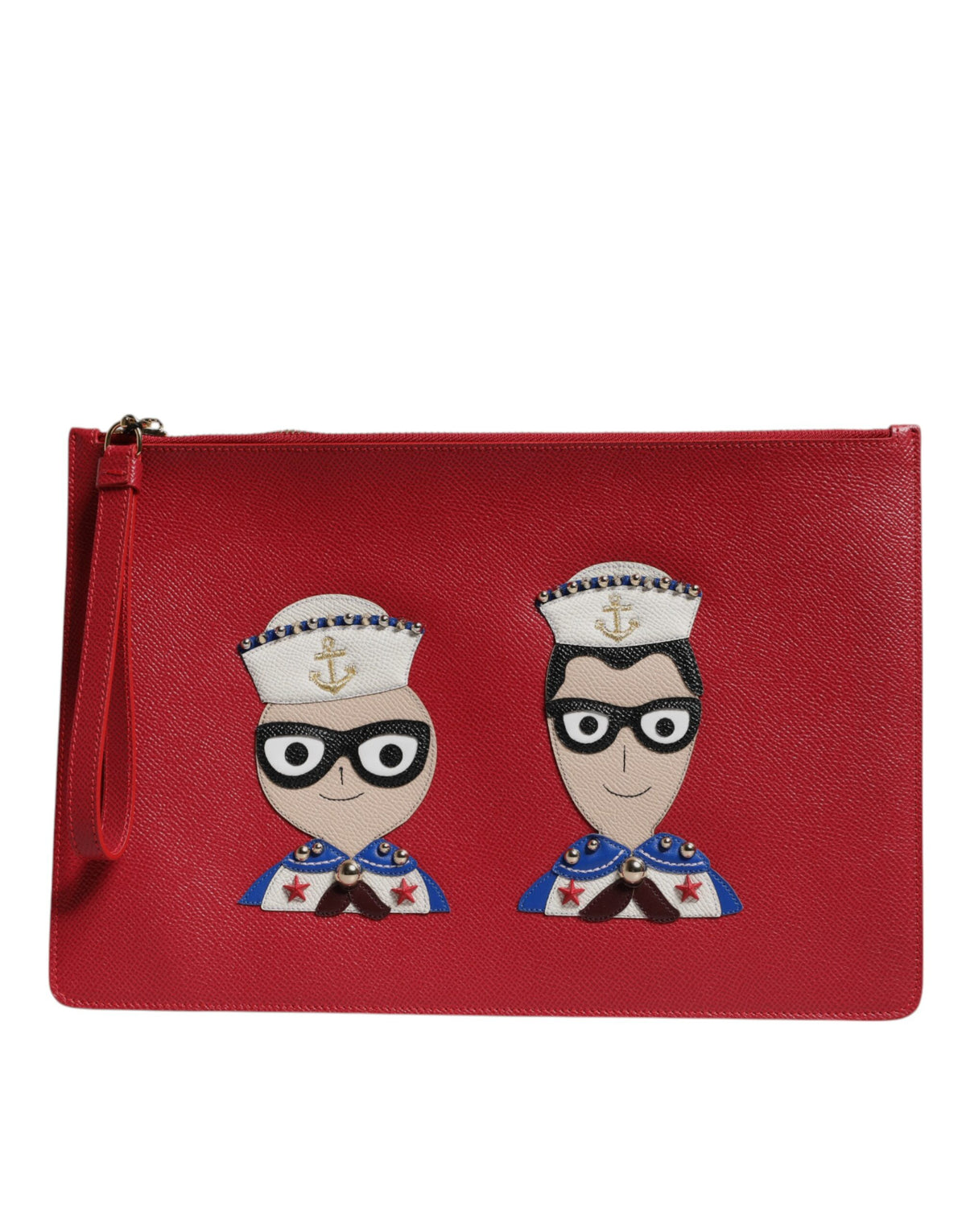 Dolce & Gabbana Rote #DGFamily verschönerte Leder Clutch Tasche