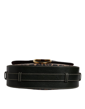 Dolce & Gabbana Schwarzbraune Leopardenleder-Schulterriemen-Tasche