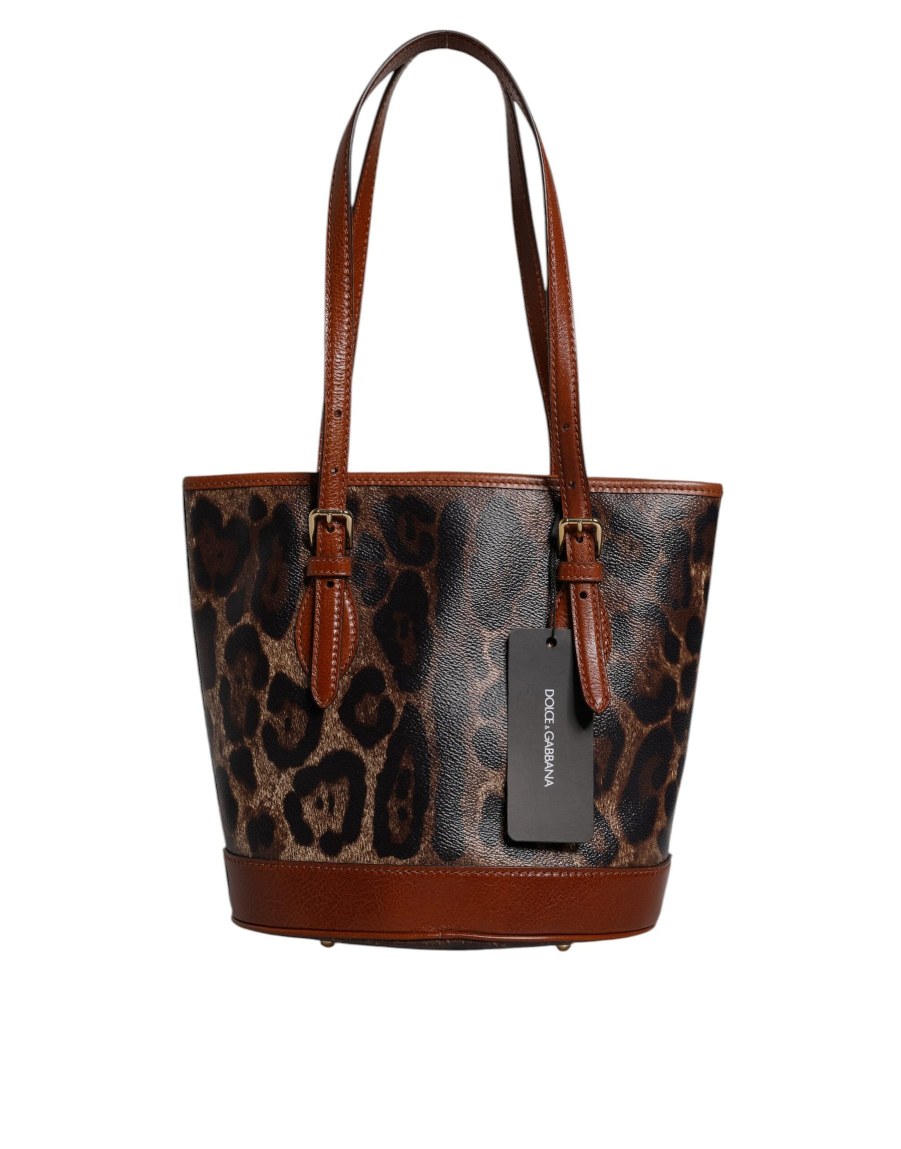 Dolce & Gabbana Braune Leopardenleder-Schulterriemen-Tasche