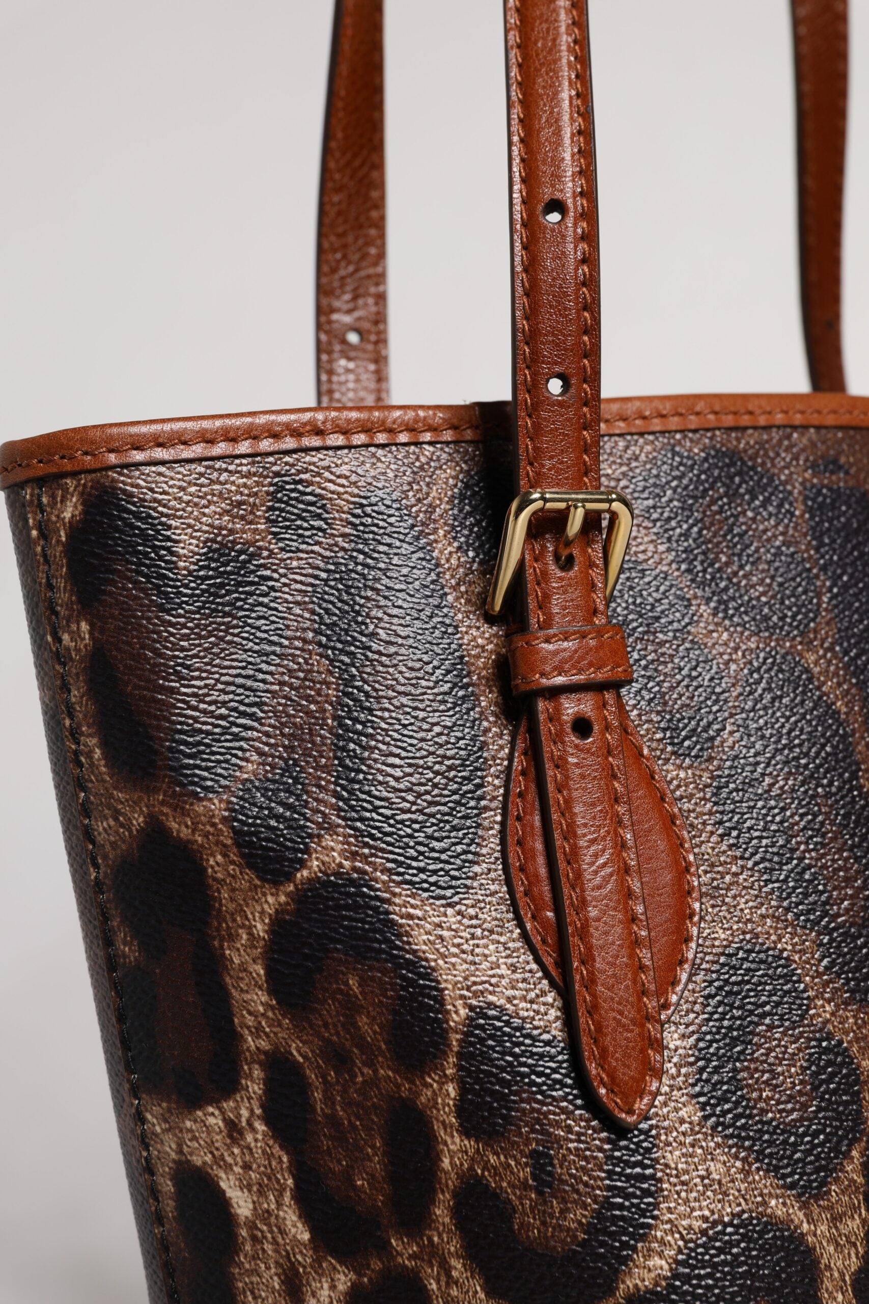 Dolce & Gabbana Braune Leopardenleder-Schulterriemen-Tasche