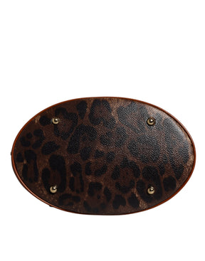 Dolce & Gabbana Braune Leopardenleder-Schulterriemen-Tasche
