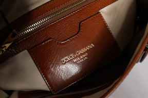 Dolce & Gabbana Braune Leopardenleder-Schulterriemen-Tasche